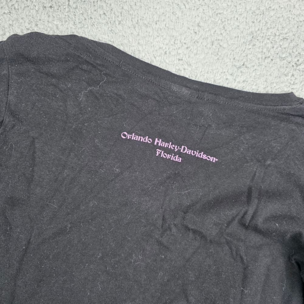 Harley Davidson Orlando Florida Long Sleeve V-Neck Graphic T-Shirt Black Small - Picture 7 of 7